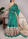 Ynf7209 Green Silk Fusion Print And Bandhej Sarees Bulk Orders In India